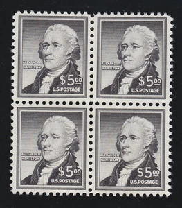 US 1053 $5 Hamilton Mint Block of 4 VF-XF OG NH SCV $190 - Picture 1 of 2