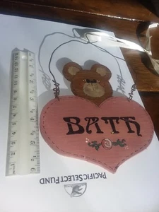 bathroom sign hand made pink bear child - Picture 1 of 2