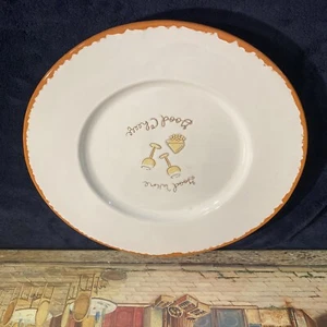 Hallmark GOOD WINE GOOD CHEESE White Platter 14.2 Red Earthenware Distressed New - Picture 1 of 8