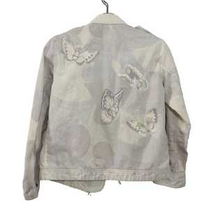 Zadig Voltaire Kavy Zip-Front Camo-Print Jacket Butterfly Embroidery In Snow S - Picture 1 of 6