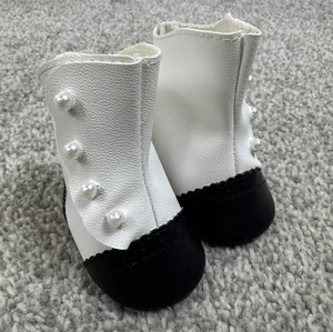 American Girl Samantha’s High Button Boots Middy White & Black Shoes - Picture 1 of 7