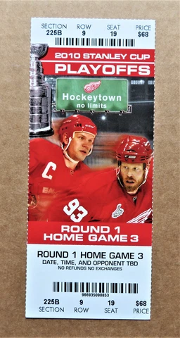 Red Wings Nicklas ticket 2010 Playoffs stub Round 1 Home Game 3 Cover