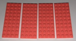 LEGO Lot of 4 CORAL 4x10 Plate Pieces Part # 3030 Piece Parts RARE HTF EUC - Picture 1 of 3