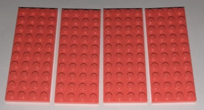 LEGO Lot of 4 CORAL 4x10 Plate Pieces Part # 3030 Piece Parts RARE HTF EUC - Image 1 of 3