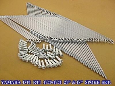 Fit YAMAHA DT1 RT1 1970-1971 21" & 18"  FRONT & REAR CHROME SPOKE SET 72 Pcs.[ES Foto 1 de 4