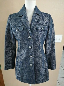 Additions By Chico's Dulci Blau und Silber Blazer Jacke Größe 0 Small - Bild 1 von 10