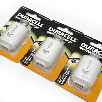 Lote de 3 Adaptador Cargador Duracell USB Mini Universal Blanco para Smartphone Tablet Foto 1 de 4