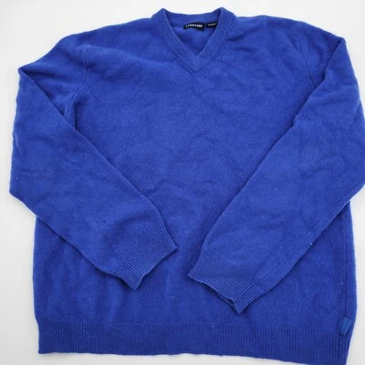 Vintage 90s Structure Sweater Mens XL 100% Wool Crew Neck Blue - Image 1 of 4