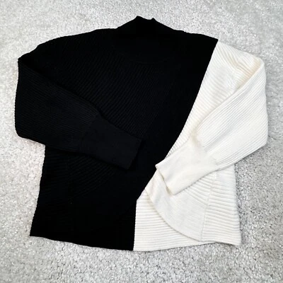 Suéter corto Express Colorblock envolvente cuello falso negro marfil para mujer XL NUEVO Foto 1 de 4