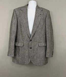 Haggar Sport Jacket Mens Size 40L Black Tweed Button Gentlemans Fit Lined Career - Picture 1 of 18