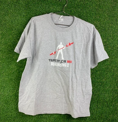 Vtg Dead Rising 2 promo sz L Horror Zombie Game Promo Tee Y2K Tape it or die - Image 1 of 4