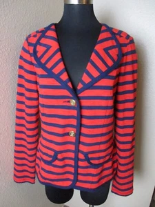 Cabi Jacket Button Front Striped Nautical Blue Red Size Medium M - Picture 1 of 6