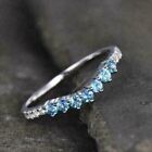 Gift For Women Eternity Ring Size 7 925 Silver Natural Swiss Bule Topaz Gemstone