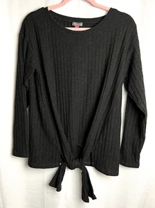 Vince Camuto Women's Front Hem Tie Stripe Sweater Size M Charcoal B*H - Picture 1 of 5