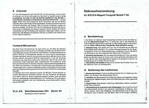 Revox Bedienungsanleitung user manual für T 26 deutsch Copy - Picture 1 of 1