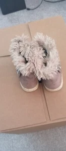 NEXT GIRLS KIDS BROWN SUEDE BUCKLE FUR SNUGG ANKLE BOOTS UK KIDS SIZE 9 - Picture 1 of 6