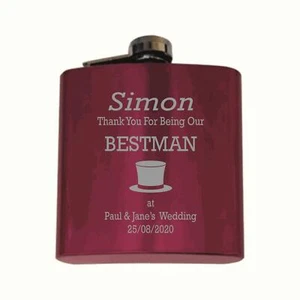 Sombrero de copa personalizado Bestman 6 oz rosa caliente frasco de cadera en caja de papel HF601 - Imagen 1 de 1
