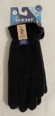 Isotoner Gloves One Size Womens Black SmartDri SmarTouch Touch Screen Stretch - Image 1 of 2