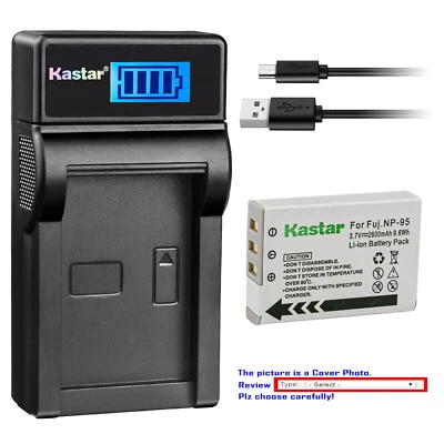 Kastar Battery LCD Charger for Fujifilm NP-95 BC-65N & Fuji FinePix X100 Camera