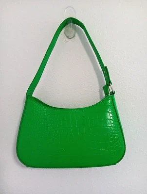 Urban Outfitters Shoulder Purse GREEN Faux Crocodile Leather Y2K 90s Preppy - Image 1 of 4