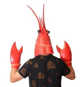 Juego de langosta (máscara y garras) Disfraz Accesorio Halloween Elegante Vestido Cangrejo BARBACOA - Imagen 1 de 3