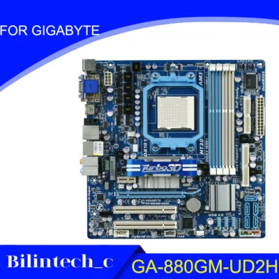 FOR GIGABYTE GA-880GM-UD2H AM3 AMD 880G A75 DDR3 Motherbroad Test ok - Image 1 of 4