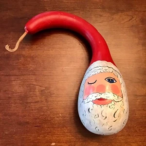 Arte popular navideño calabaza de Papá Noel pintada a mano de colección - Imagen 1 de 6