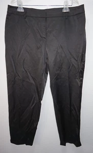 AB Studio Black Satin Pants Womans Sz 12 Ankle Crop Length - Picture 1 of 3