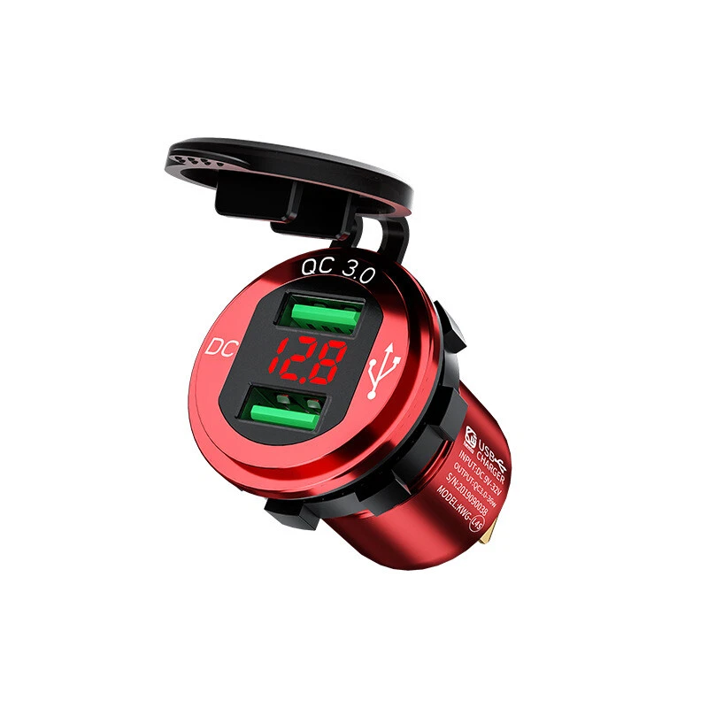 Dual USB Fast Charger Socket Power Outlet Adapter for 12-24V Car Boat Motorcycle - Image 1 of 4