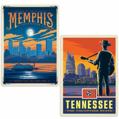 Memphis Tennessee Home of the Blues Sticker Set of 2 Travel Decals - Image 1 of 2