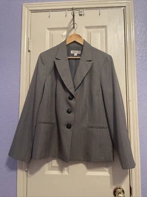 Evan-Picone Women’s Blazer Striped Gray/Gold Size 16 - Image 1 of 4