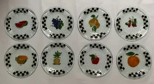 Vintage Abram Grove Set of 8 Fused Art Glass Fruit 8-1/4" Plates Mint Condition! - Picture 1 of 12