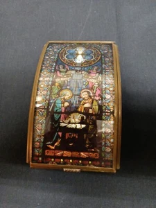 1993 Via Vermont Ave Marie Brass & Glass Hinged Trinket Box - Picture 1 of 13