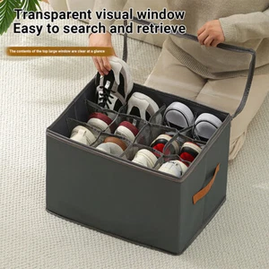 Shoe Organizer for Closet Fits 12 Pairs Large Shoe Box Storage Containers - Picture 1 of 9