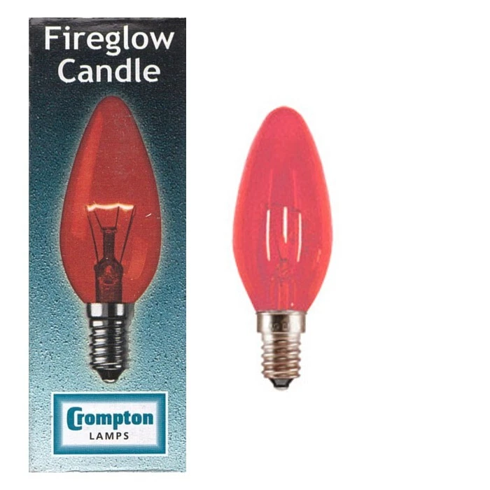 Crompton FIRCAN40SES 40W 240V SES E14 Fireglow 35mm Red Candle - Image 1 of 1