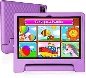 New - JREN Tablet for Kids|10 Inch Kids Tablet Android 14|Octa-core(Purple) - Picture 1 of 8