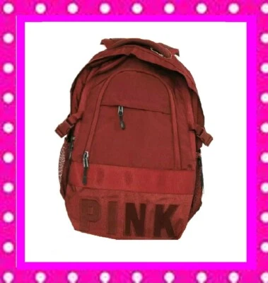 GRAN MOCHILA UNIVERSITARIA CON LOGOTIPO GRANATE ROSA DE Victoria Secret bolsa de libros para llevar gimnasio Foto 1 de 4