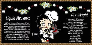 LARGE 10"x4.5" BETTY BOOP CHEF #2 MAGNET with Handy Kitchen Conversion Chart - Picture 1 of 1