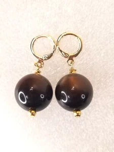 Pendientes hechos a mano marrón cálido vintage cuentas de vidrio oro placa ganchos, cuentas, tapas - Imagen 1 de 6