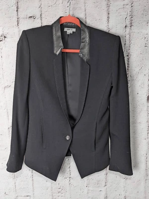 Blazer Helmut Lang Cuero Negro Lana Seda Talla 0 XS Foto 1 de 4