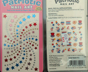 10 PACKS OF FING'RS PATRIOTIC NAIL ART DECALS 4TH OF JULY