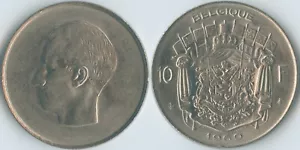Belgium 1969 10 Francs KM# 155 BELGIQUE Nickel Kingdom Baudouin I Coat of Arms - Picture 1 of 3