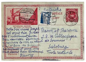 Belgium: 1935; Postal stationery W/ add postage, to Austria, used, EBBL01 - Picture 1 of 2
