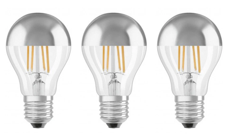Osram 7W GLS A60 Classic Parathom Screw Base E27 2700k Filament Mirror 50W 3x - Image 1 of 4