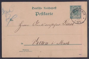 74953) WANGERIN Pommern 1893 Postkarte nach Velten/Mark - Bild 1 von 2