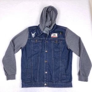 Original Deluxe Jacket XL Hooded Denim Gray Sleeves Urban Edge Street Style - Picture 1 of 10