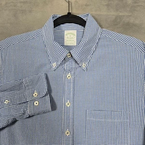 Brooks Brothers Seersucker micro gingham blue Shirt L/S Milano Mens Medium - Picture 1 of 10