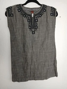 Tea Co. Flowers Embroidered Grey Girls Dress Tunic Size 10 - Picture 1 of 11