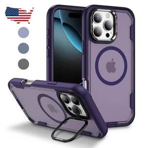 Für iPhone 16 Pro Max 15 14 13 12 Matt Stoßfest Kamera Ständer Mag Safe Hülle - Bild 1 von 18
