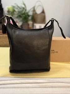 Vintage Black Leather Coach Slim Duffle 9060 - Picture 1 of 9